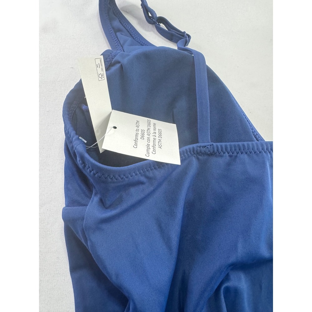 Amazon Essentials Womens‎ One Piece Swimsuit Size L Navy Blue V-Neck Ruched New - Picture 5 of 9